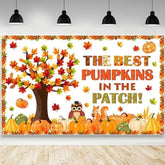 Pumpkin Patch Backdrop Fall Thanksgiving Maple Leaves Party Photo Background