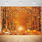 10x8FT Fall Photo Backdrop Maple Leaf Pumpkin Autumn Thanksgiving Party Decorations