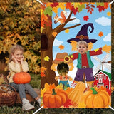 Thanksgiving Photography Backdrop Pumpkin Scarecrow Fall Harvest Photo Background