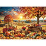 83x59 Inch Fall Backdrop Autumn Pumpkin Haystack Thanksgiving Photo Background