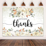 Let's Give Thanks Backdrop Boho Floral Pumpkins 7x5FT Thanksgiving Party Photo Background
