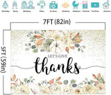 Let's Give Thanks Backdrop Boho Floral Pumpkins 7x5FT Thanksgiving Party Photo Background