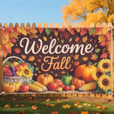 Welcome Fall Backdrop Pumpkin Sunflower 70x43 Inch Thanksgiving Party Decorations