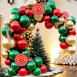 160PCS Christmas Balloon Garland Kit Dusty Green Red Gold Balloons for Holiday Decor