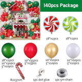 139PCS Christmas Balloon Garland Kit Red Green Gold Balloons for Holiday Party Decor