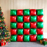 50PCS Christmas Balloon Arch Kit Red Green Square Foil Balloons for Party Decor