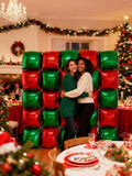 50PCS Christmas Balloon Arch Kit Red Green Square Foil Balloons for Party Decor