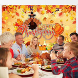 Thanksgiving Backdrop Banner Happy Thanksgiving Fall Party Decor with Maple Leaves Turkey