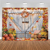 7x5ft Fall Thanksgiving Backdrop Pumpkin Harvest Barn Autumn Maple Leaves Party Photo Booth