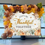 Happy Thanksgiving Backdrop Fall Boho Floral Pumpkins Friendsgiving Party Photo Props 7x5FT