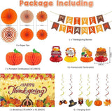 Thanksgiving Party Decorations Orange Happy Thanksgiving Banner Pumpkin Turkey Maple Leaf Set 20PC