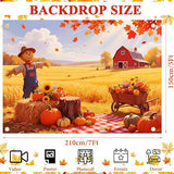 7x5ft Fall Thanksgiving Backdrop Scarecrow Harvest Hay Pumpkins Autumn Party Photo Background