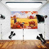 7x5ft Fall Thanksgiving Backdrop Scarecrow Harvest Hay Pumpkins Autumn Party Photo Background