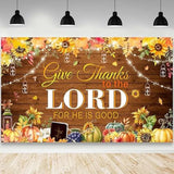 Give Thanks to The Lord Backdrop Autumn Harvest Thanksgiving Party Photo Studio Decorations