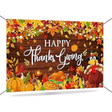 Happy Thanksgiving Banner Backdrop Fall Pumpkin Turkey Maple Leaves Friendsgiving Party 70.8x43.3 Inch