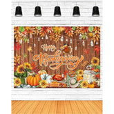 7x5ft Happy Thanksgiving Backdrop Fall Harvest Maple Leaves Turkey Autumn Photo Banner