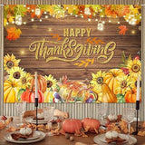7x5ft Happy Thanksgiving Backdrop Maple Leaves Pumpkin Turkey Autumn Harvest Party Banner