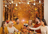 7x5ft Fall Thanksgiving Pumpkin Backdrop Autumn Forest Path Hay Corn Leaves String Lights Banner