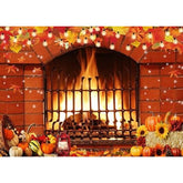 7x5ft Fall Fireplace Backdrop Thanksgiving Autumn Harvest Pumpkin Photo Banner