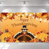 Happy Thanksgiving Banner Friendsgiving Turkey Harvest Autumn Maple Leaves Party Backdrop