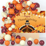 Happy Thanksgiving Banner Friendsgiving Turkey Harvest Autumn Maple Leaves Party Backdrop