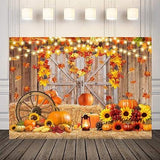 7x5ft Thanksgiving Backdrop Autumn Pumpkin Harvest Barn Fall Photography Festival Party Banner
