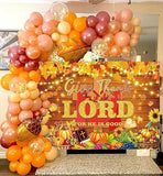 7x5ft Give Thanks to The Lord Backdrop Autumn Pumpkin Maple Leaves Christian Thanksgiving Banner