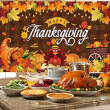 XtraLarge Thanksgiving Backdrop 72x44 Inch Pumpkin Maple Turkey Wall Banner