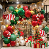 Christmas Balloon Garland Arch Kit Red Green White Gold Candy Star Decor