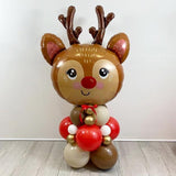 138PCS Christmas Reindeer Balloon Garland Kit Red Brown White Gold Moose Decor