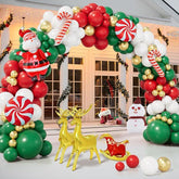 Christmas Balloon Garland Arch Kit 134pcs Red Green White Gold Balloons for Xmas Party