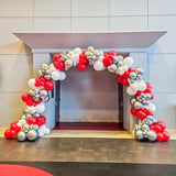 Christmas Balloon Arch Kit 144pcs Red White Silver Balloons with Snowflake and Candy Cane