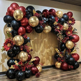 Burgundy Black Gold Balloon Arch Kit Double Stuffed Balloons for Party Decorations