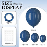 Navy Blue Balloon Set 130pcs Latex Balloons with Ribbon for Birthday Party Decor