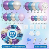 Blue Purple Balloon Arch Kit 153pcs Metallic Confetti Balloons for Princess Party Decor