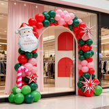 Christmas Balloon Arch Kit Red Pink Green Balloons with Candy Cane and Santa Foils