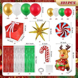 Christmas Balloon Arch Kit 101pcs Red White Green Gold Balloons for Holiday Party