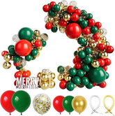 Red Green Gold Balloon Garland Kit with Confetti & Metallic Balloons for Party Decor