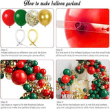 Red Green Gold Balloon Garland Kit with Confetti & Metallic Balloons for Party Decor