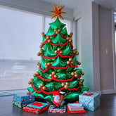 Christmas Balloon Garland Kit with Green Red Gold Star & Tree Balloons for Party Decor