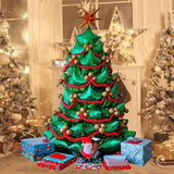 Christmas Balloon Garland Kit with Green Red Gold Star & Tree Balloons for Party Decor