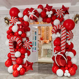 Christmas Balloon Garland Kit with Red White Candy Gift Box & Star Balloons for Party