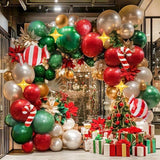 Christmas Balloon Garland Kit Red Green White Gold with Candy Cane & Star Balloons