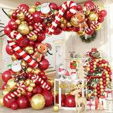 114-Piece Christmas Balloon Garland Kit with Red, Gold & Festive Foil Balloons for Party