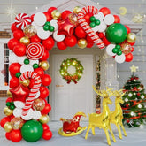 Christmas Balloon Garland Kit with Red, Gold, White & Green Balloons for Party Decor