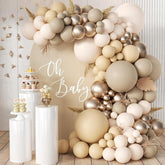 166-Piece Boho Nude Balloon Garland Kit with Pastel Browns & Golds for Baby Shower or Birthday