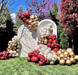 Burgundy & Gold Balloon Garland Kit with Red, White and Metallic Balloons for Party Decor