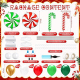 2-Set Christmas Candy Balloon Column Kit with Red, White & Green Balloons for Party Decor
