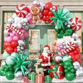 153-Piece Christmas Balloon Garland Kit with Red, Green & White Balloons and Festive Foils