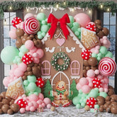 146-Piece Christmas Gingerbread Balloon Garland Kit with Red, Brown & Festive Mylar Balloons for Party